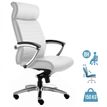 3700339883479-Fauteuil de bureau WILLIAM - accoudoirs articulés - appui-tête intégré - cuir blanc--0