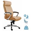 3700339883486-Fauteuil de bureau WILLIAM - accoudoirs articulés - appui-tête intégré - cuir Camel--0