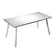 2012349510452-Table haute - 180 x 80 x 105 cm - Pieds métal blancs - Blanc chants chêne--0