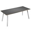 2012349510834-Table haute - 180 x 80 x 105 cm - Pieds métal blancs - Anthracite chants chêne--0