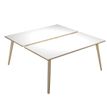 2012349512579-Bureau Bench LEONARDO - L120 x H74 x P168 - Pieds bois - Blanc chants chêne--0