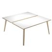 2012349512616-Bureau Bench LEONARDO - L160 x H74 x P168 - Pieds bois - Blanc chants chêne--0