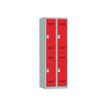 3219093120527-Vestiaire multicases - 2 colonnes - 4 portes - 180 x 60 x 50 cm - gris/rouge-Angle gauche-0