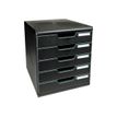 9002493422728-Exacompta Modulo Ecoblack - Module de classement 5 tiroirs - noir-Angle gauche-1