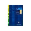 3329680174700-Clairefontaine - feuilles simples A4 - 100 pages - grands carreaux (Seyes) - perforées - jaune-Avant-0