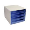 9002493423343-Exacompta Ecobox - Module de classement 4 tiroirs - gris/bleu glacé transparent-Angle gauche-1