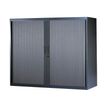 3700339871407-Armoire basse à rideaux - L120  x H105 x P43 cm - 2 tablettes - anthracite--0