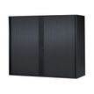 3700339871445-Armoire basse à rideaux - L120  x H105 x P43 cm - 2 tablettes - noir--0