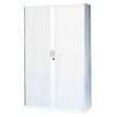 3700339871759-Armoire haute à rideaux - L120  x H198 x P43 cm - 4 tablettes - blanc--0