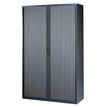 3700339871513-Armoire haute à rideaux - L120  x H198 x P43 cm - 4 tablettes - anthracite--0