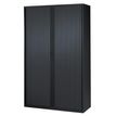 3700339871551-Armoire haute à rideaux - L120  x H198 x P43 cm - 4 tablettes - noir--0