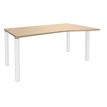 3253310165014-Bureau Vague EXPRIM - L160 cm - Retour droite - Plateau imitation Chêne clair - Pieds blanc--0