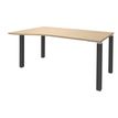 3253310164888-Bureau Vague EXPRIM - L140 cm - Retour gauche - Plateau imitation Chêne clair - Pieds carbone--0