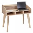 3253310153042-Bureau Cylindre Vintage - Pieds Chêne - 3 Niches - Rideau blanc--1