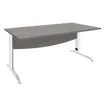 3253310161641-Bureau droit IDRA - L160 cm - Pieds blanc - plateau imitation Chêne gris--0