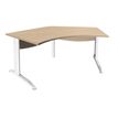 3253310150942-Bureau symétrique 120° IDRA - L180 cm - Pieds blanc - plateau imitation Chêne clair--0