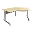 3253310150300-Bureau symétrique 120° IDRA - L180 cm - Pieds aluminium - plateau imitation Erable--0