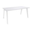 3253310162099-Bureau simple STEELY - L160 cm - Bureau de départ - Pieds blanc - plateau Blanc Perle--0