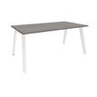 3253310157811-Bureau simple STEELY - L120 cm - Bureau de départ - Pieds blanc - plateau imitation Chêne gris--0