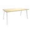 3253310161993-Bureau simple STEELY - L140 cm - Bureau de départ - Pieds blanc - plateau imitation Erable--0