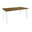 3253310422735-Bureau simple STEELY - L160 cm - Bureau de départ - Pieds blanc - plateau imitation noyer--0