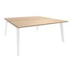 3253310157774-Bureau double STEELY - L140 cm - Double face Depart - Pieds blanc - plateau imitation Chêne clair--0