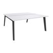 3253310162884-Bureau double STEELY - L180 cm - Double face Depart - Pieds carbone - plateau Blanc perle--0