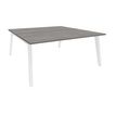 Bureau double STEELY - L140 cm - Double face Depart - Pieds blanc - plateau imitation Chêne gris