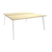 3253310162778-Bureau double STEELY - L160 cm - Double face Depart - Pieds blanc - plateau imitation Erable--0