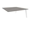 3253310163195-Bureau double STEELY - L160 cm - Double face Suivant - Pieds blanc - plateau imitation Chêne gris--0