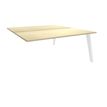 3253310163133-Bureau double STEELY - L160 cm - Double face Suivant - Pieds blanc - plateau imitation Erable--0