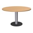 3253310171312-Table de réunion ronde - diam 100 cm - pieds tulipe alu - plateau imitation hêtre--0