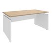 3253310147416-Bureau INEO JET UP Bureau Vallée - Réglable en hauteur - L140 x H74/78/82 x P80 cm - Pieds blanc - plateau imitation chêne clair ---0