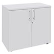 3253310132597-Armoire basse 2 Portes INEO/LEVEL/STEELY/WOODY - H72 x L80 x P47 - Corps blanc - Dessus et Portes Blanc--0