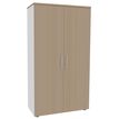 3253310146440-Armoire haute INEO/LEVEL/STEELY/WOODY - L80 x H180 x P47 - 2 portes - Corps blanc - Portes et dessus imita--0