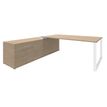 3253310146211-Bureau URBAN Manager - L180 x P100 x H72,5 cm - console retour à gauche (tiroirs) L200 x P60 cm - pieds blanc - plateau imita--0