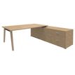 3253310171800-Bureau WOODY Manager - L210 x P100 x H72,5 cm - console retour à droite L200 x P60 cm - pieds carbone - plateau imita--0