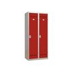 3219093114427-Vestiaire Industrie Salissante - 2 portes - 180 x 80 x 50 cm - gris/rouge-Angle gauche-0