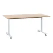 3483600857989-Table de réunion mobile et rabattable YES ! - 160 cm - Pieds blancs - Chêne-Angle gauche-0