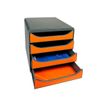 9002493420816-Exacompta BigBox - Module de classement 4 tiroirs - gris/orange-Angle gauche-2