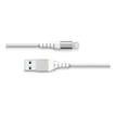 3571211494157-Force Power - Câble renforcé - USB A/ Lightning - 1.2 m - 2.4A - Blanc - Garanti à vie-Multi-angle-0