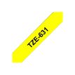 4977766686686-Brother TZe631 - Ruban d'étiquettes auto-adhésives - 1 rouleau (12 mm x 8 m) - fond jaune-Angle gauche-0