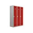 3219093114120-Vestiaire Industrie Salissante - 3 portes - 180 x 120 x 50 cm - gris/rouge-Angle gauche-0