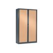 3219095800205-Armoire haute monobloc à rideaux GENERIC - 198 x 120 x 43 cm - anthracite/imitation hêtre-Angle gauche-0