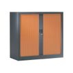 3219095805217-Armoire basse monobloc à rideaux GENERIC - 100 x 120 x 43 cm - anthracite/imitation merisi-Angle gauche-0