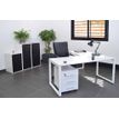 3700339874088-Bureau droit MT1 Elégance - L160 x P67 x H75 cm - pieds blancs - plateau blanc--1