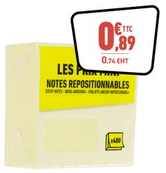 Notes repositionnables jaune - prix mini