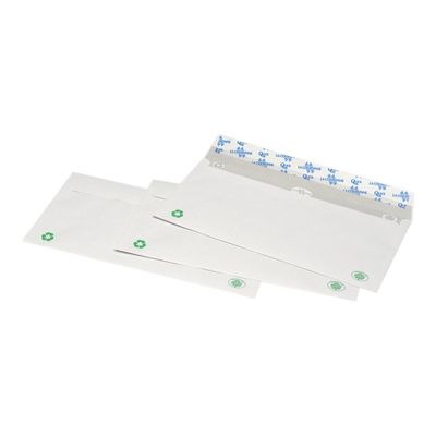 3240180105141-La Couronne - 50 Enveloppes recyclées DL 110 x 220 mm - 80 gr - blanc - auto-adhésive-Angle droit-1