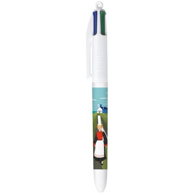 3086123758810-BIC Stylo à Bille 4 Couleurs Original à Pointe Moyenne Rétractable (1,00 mm) - Décors Thématique Bretagne avec 5--1