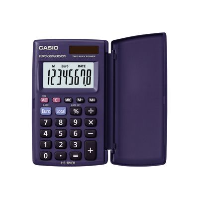 4549526613746-Calculatrice de poche Casio HS-8VER - 8 chiffres - alimentation batterie et solaire-Avant-0